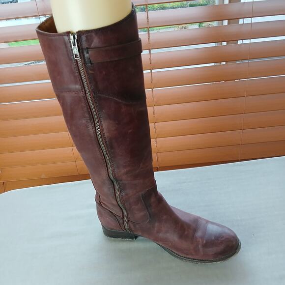 SINGLE LEFT FOOT ONLY Frye Molly Button Tall Boot 10B brown leather zip 1" heel - Picture 4 of 16
